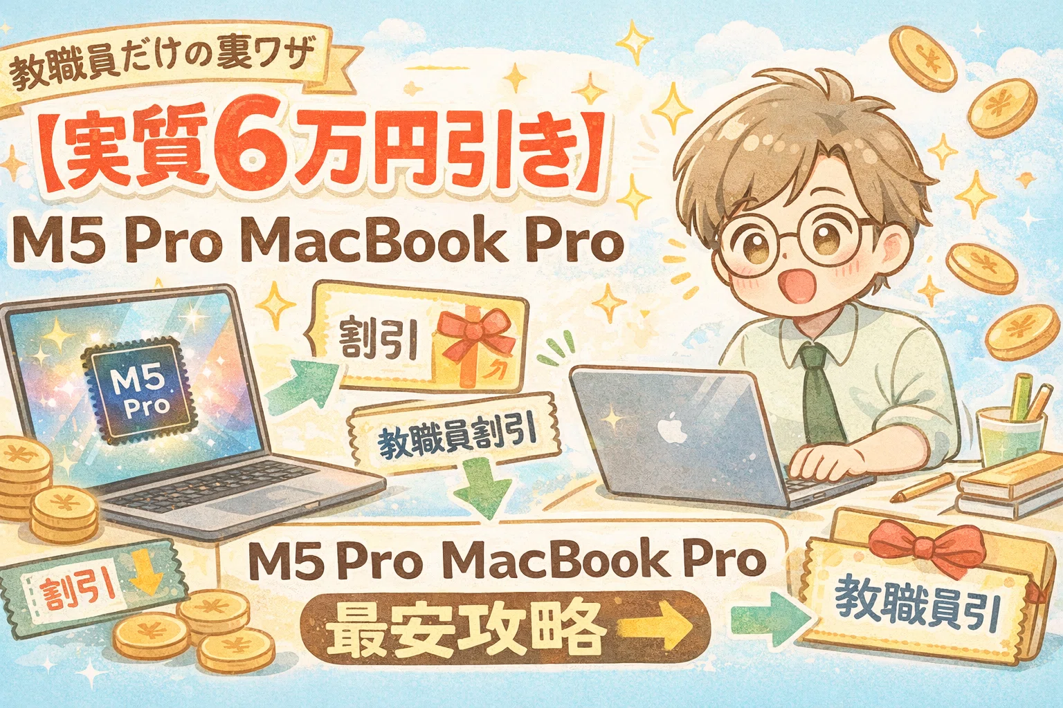 実質6万円引き】最新M5 Pro MacBook Proを「教職員割引×Amazonギフト