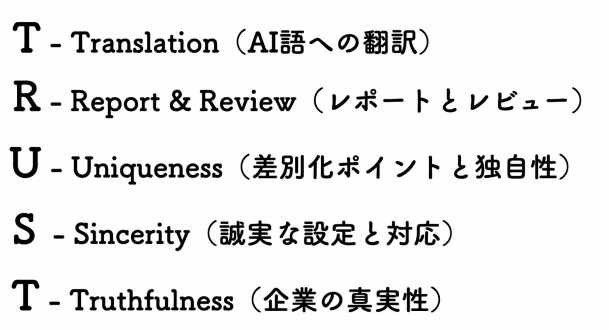 AIに選ばれるためのフレームワーク「TRUST」