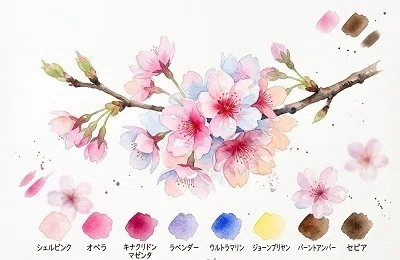 水彩イラスト講座】水彩で描く「透明感あふれる桜」の極意。色選びと