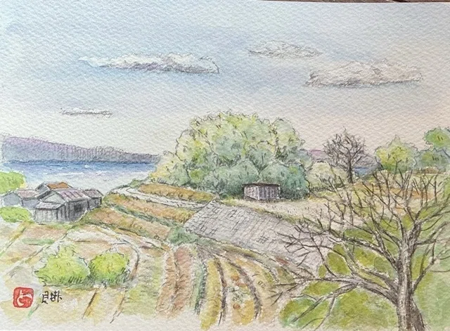 いつもの海の見える風景を描く｜水彩スケッチ帖