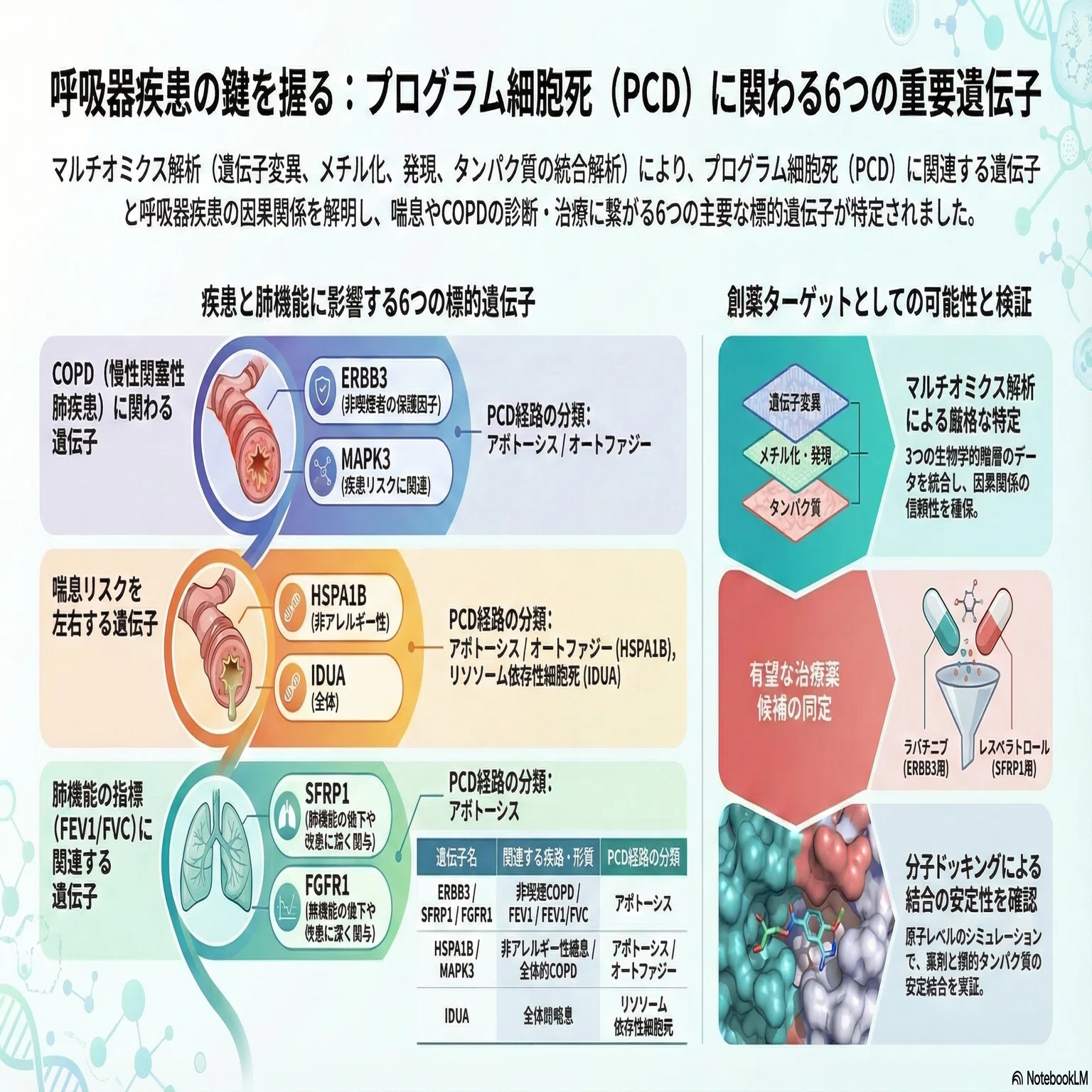 呼吸器系疾患：プログラム細胞死(PCD)に係る6つの重要遺伝子｜Makisey