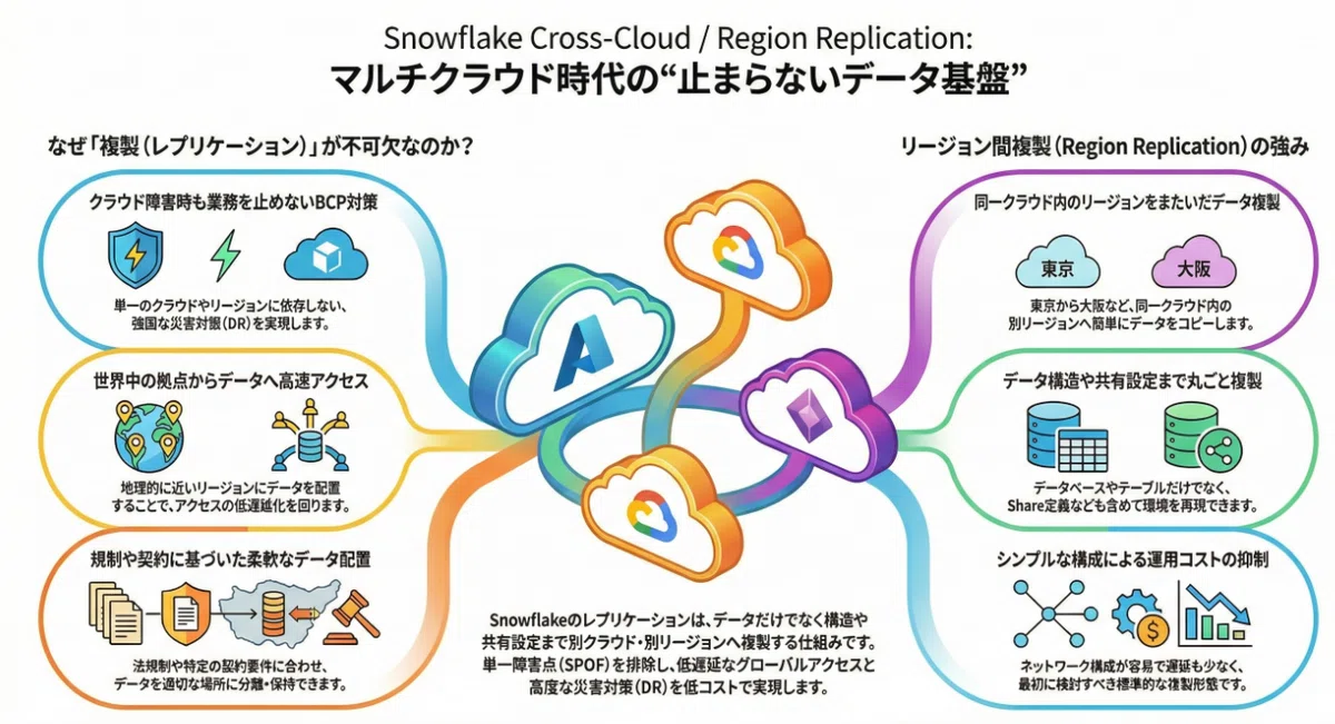 Snowflake非公式ガイド Cross-Cloud / Region Replicationとは何か?止まらないデータ基盤 🌍 ...