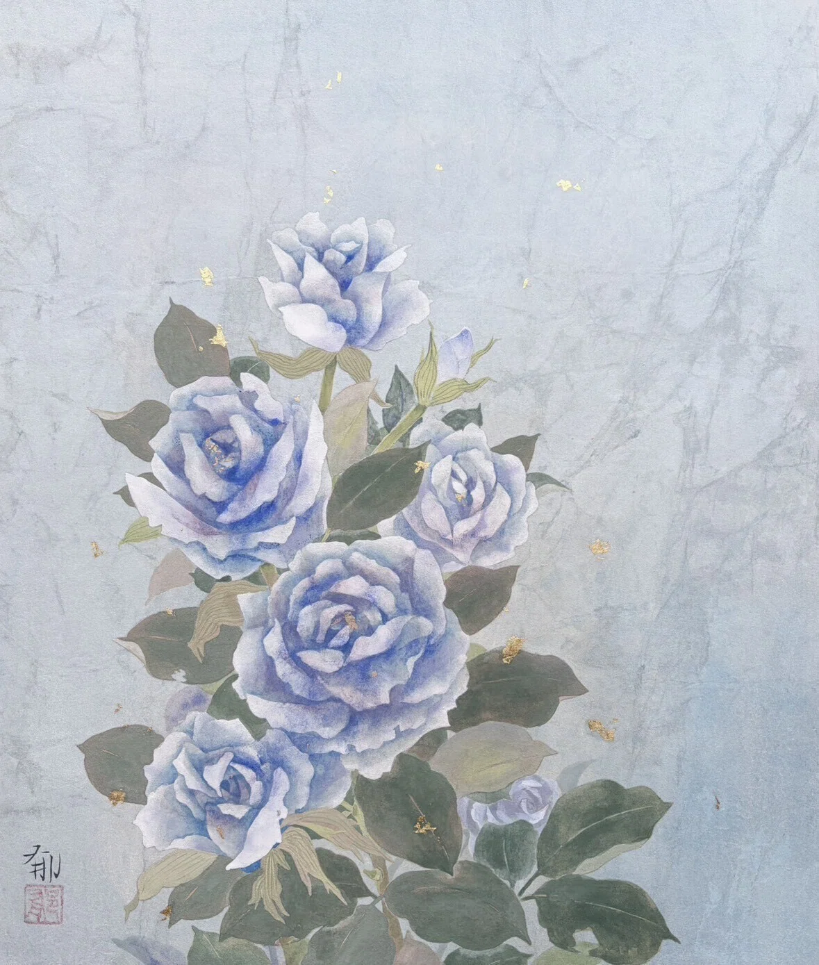 青いバラ | 原画作品 青の奇跡 ― 不可能が花開いた歴史と、藤原郁子が描く“奇跡の青