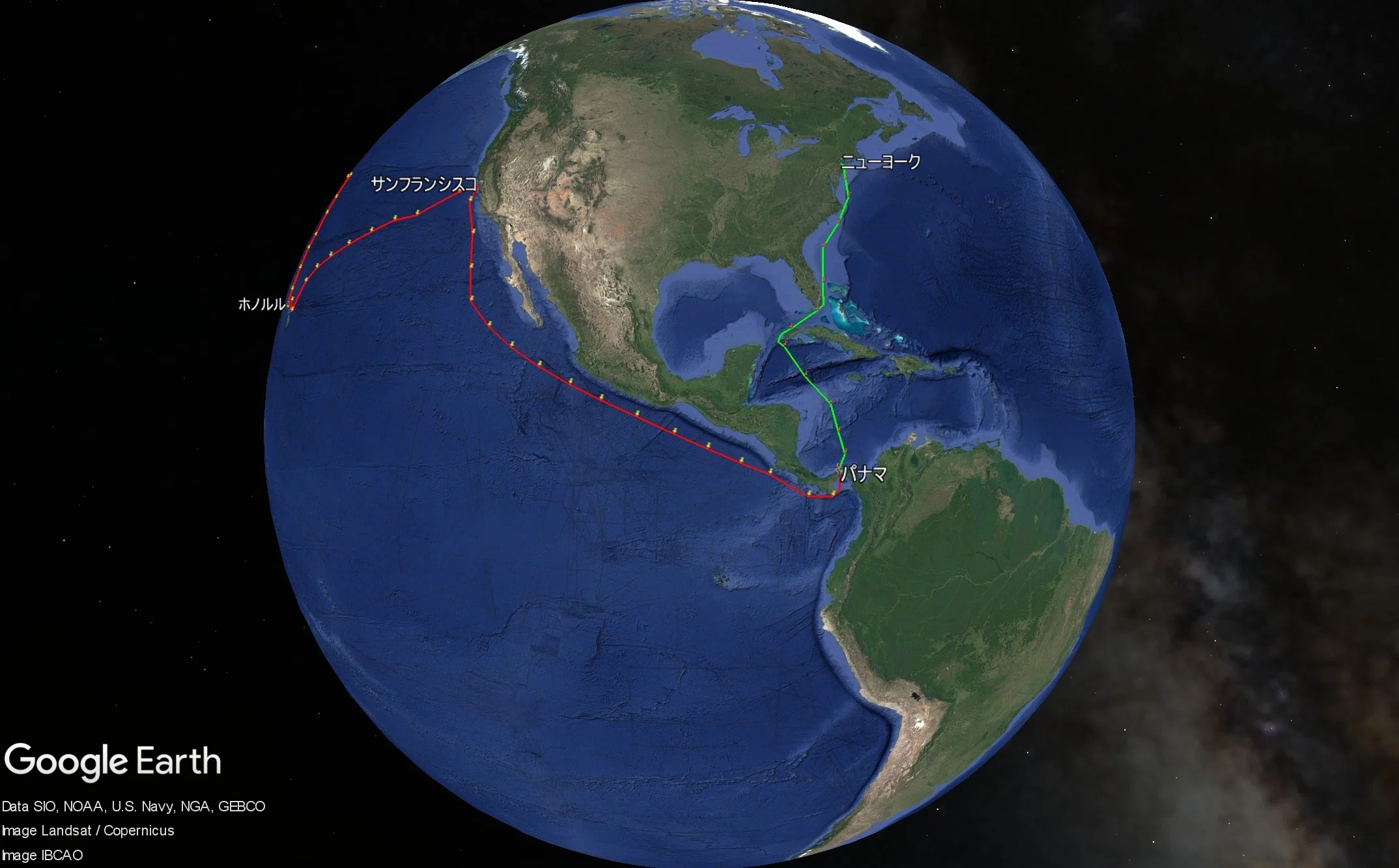 航米記』デジタル追跡 経度・緯度データをGoogle Earthで可視化する