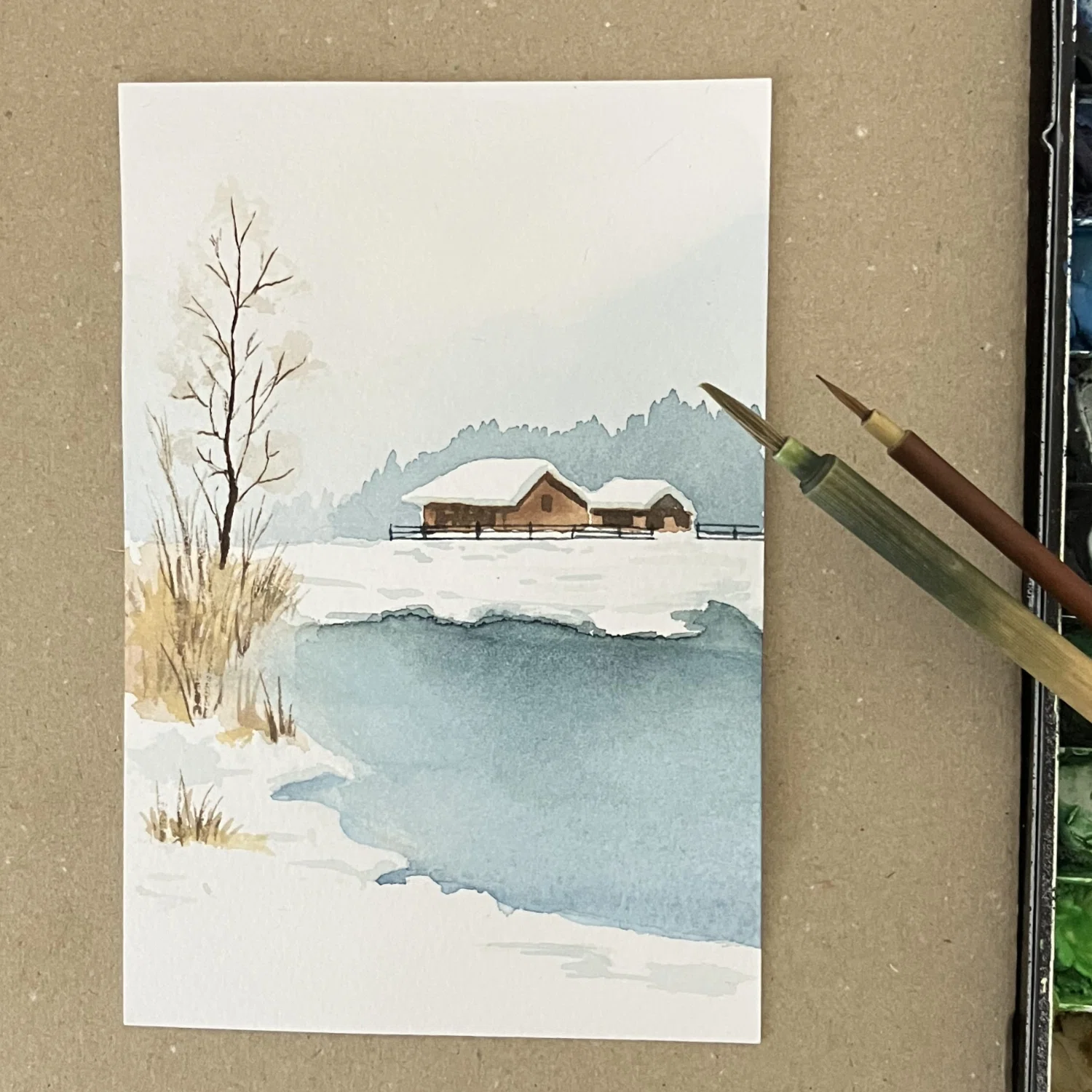 創作雪景色 水彩画｜Ijin（維人）