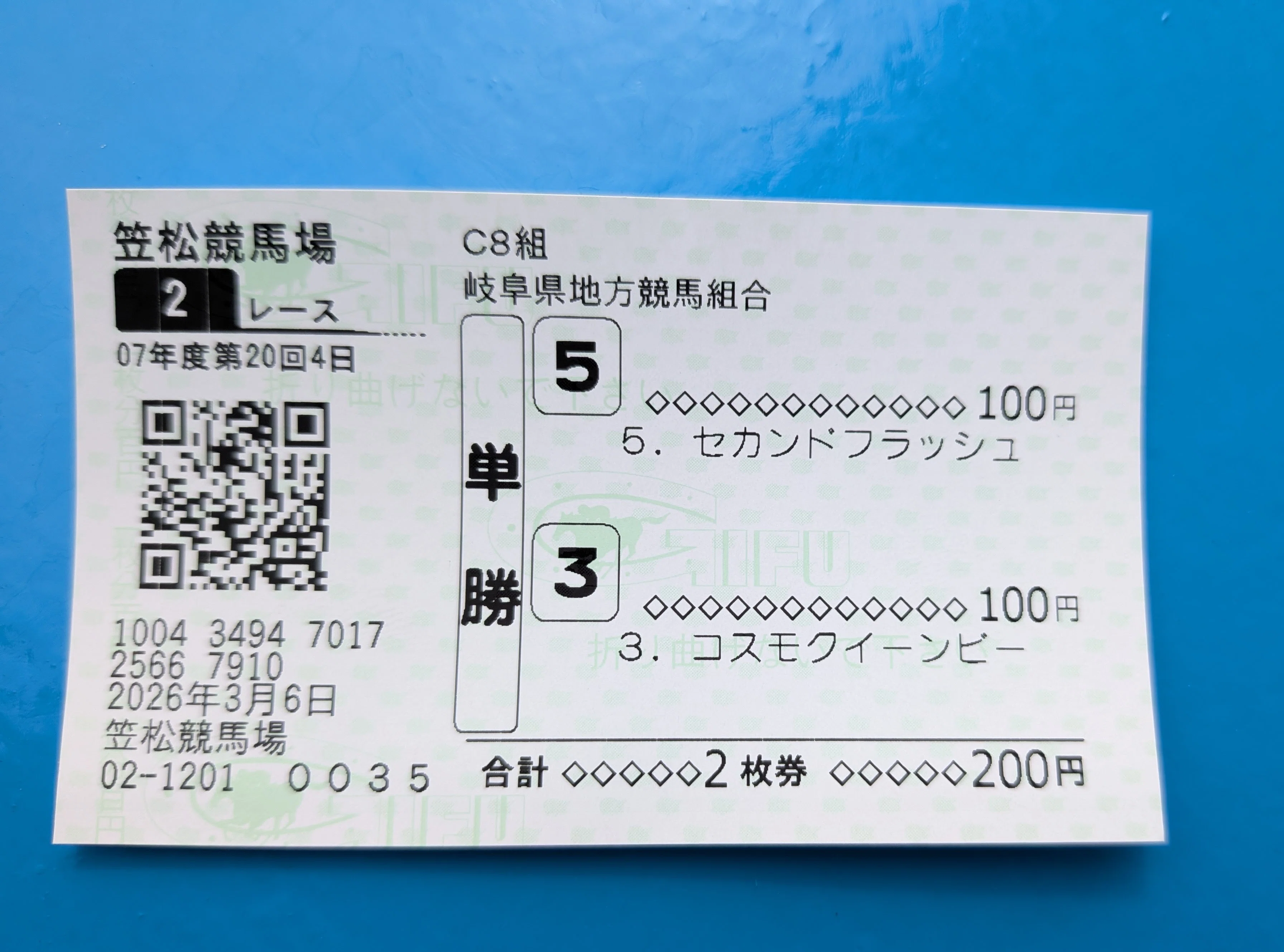 馬券 笠松けいば 豆馬券勝負！｜ゆきさ
