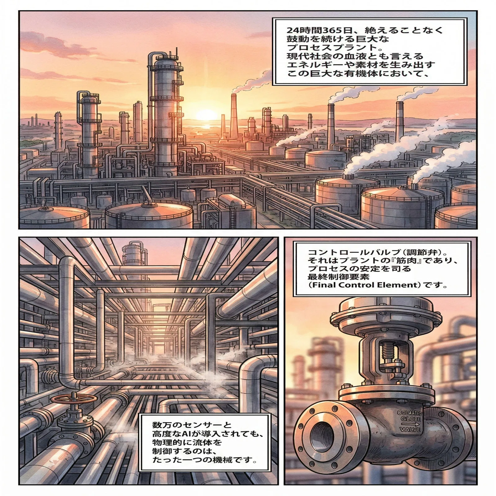 マンガでわかる調節弁（コントロールバルブ） 〜プラントの「心臓」を 