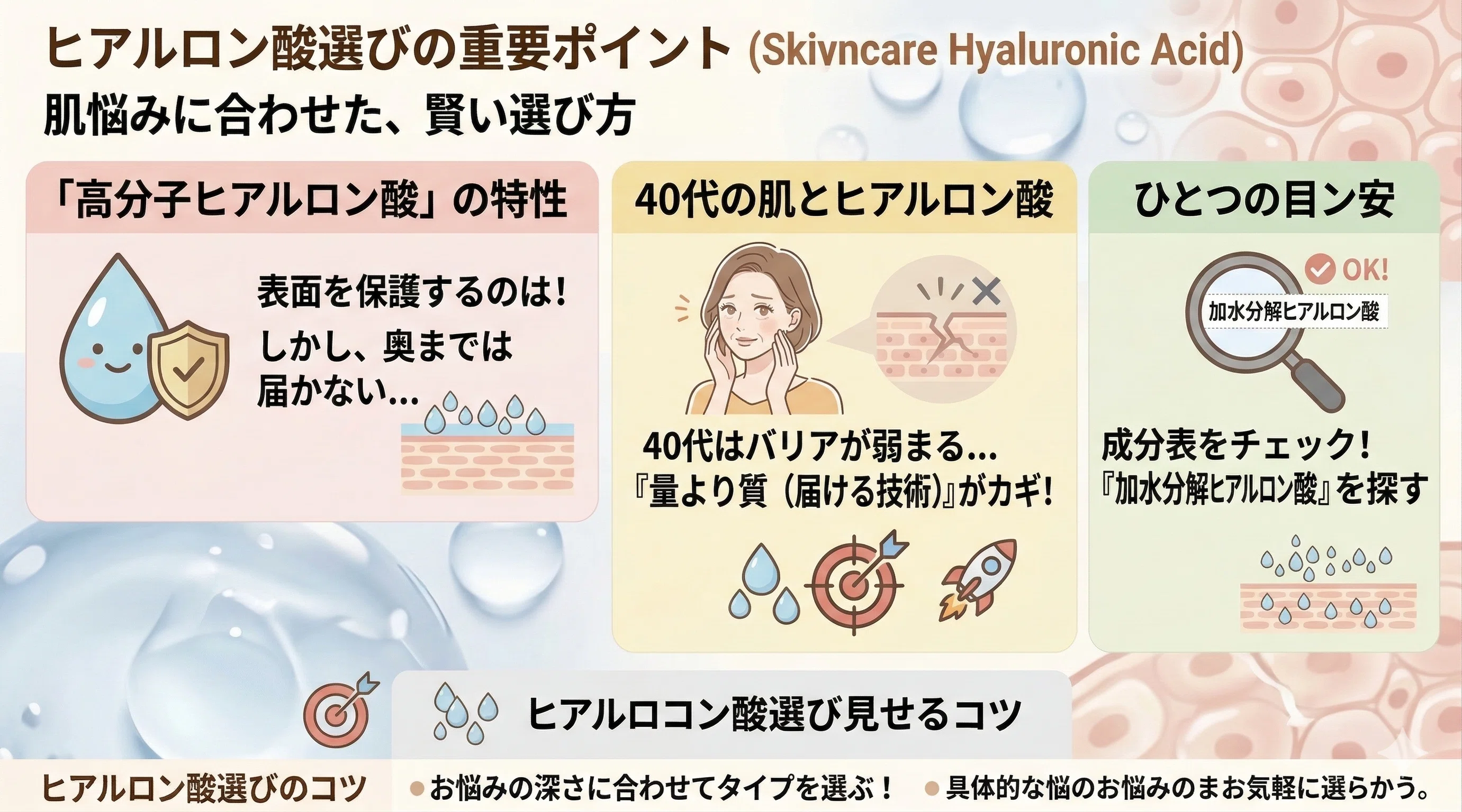 ヒアルロン酸】ちゃんと届いてる？ 40代の乾燥が解決しない、化学的な
