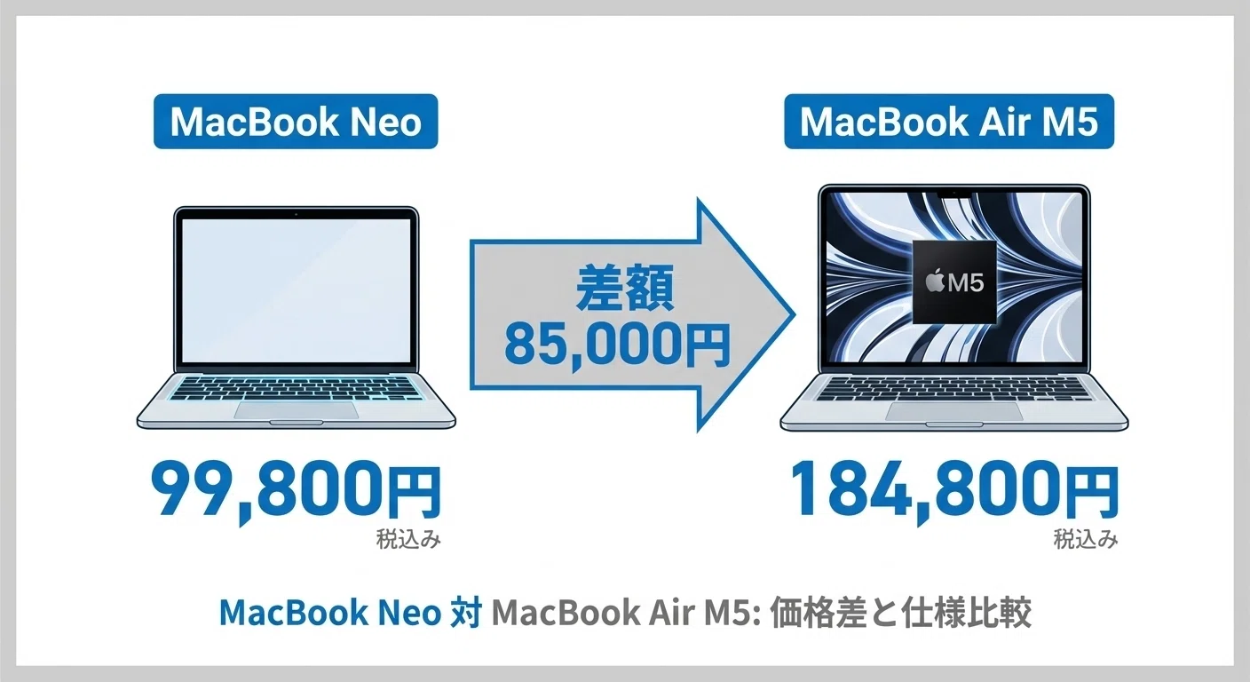 MacBook NeoとAir、どっちがいい？10万切りに心揺れたので違いを比較
