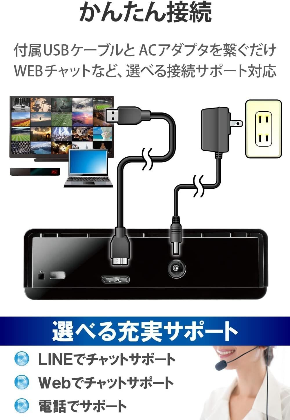 ELECOM ハードディスク６TB　ELD-STV060UBK TV向け外付けハードディスク | エレコムダイレクトショップ本店はPC