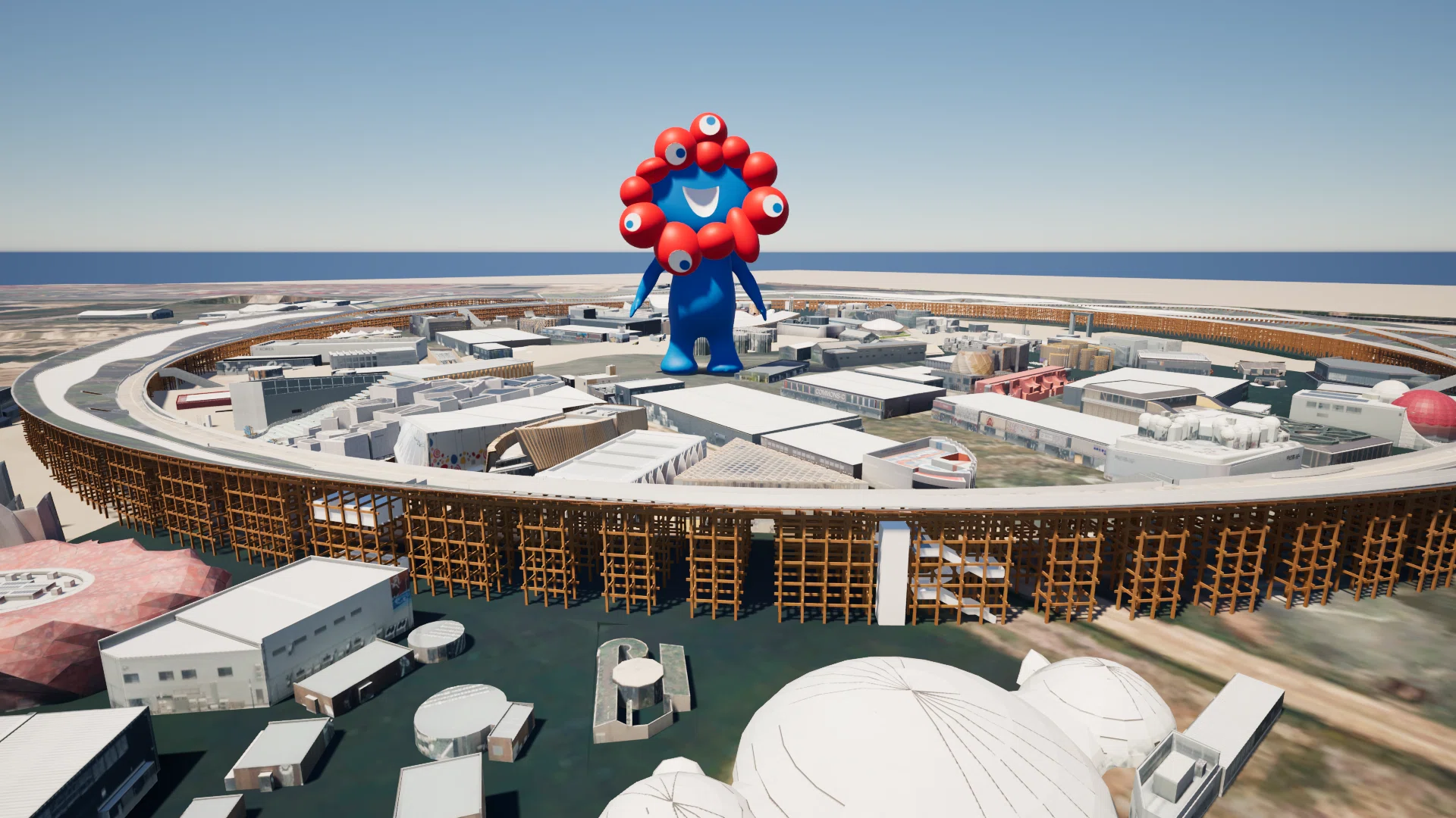 PLATEAUで公開された大阪・関西万博の3D建物モデルにミャクミャク他を