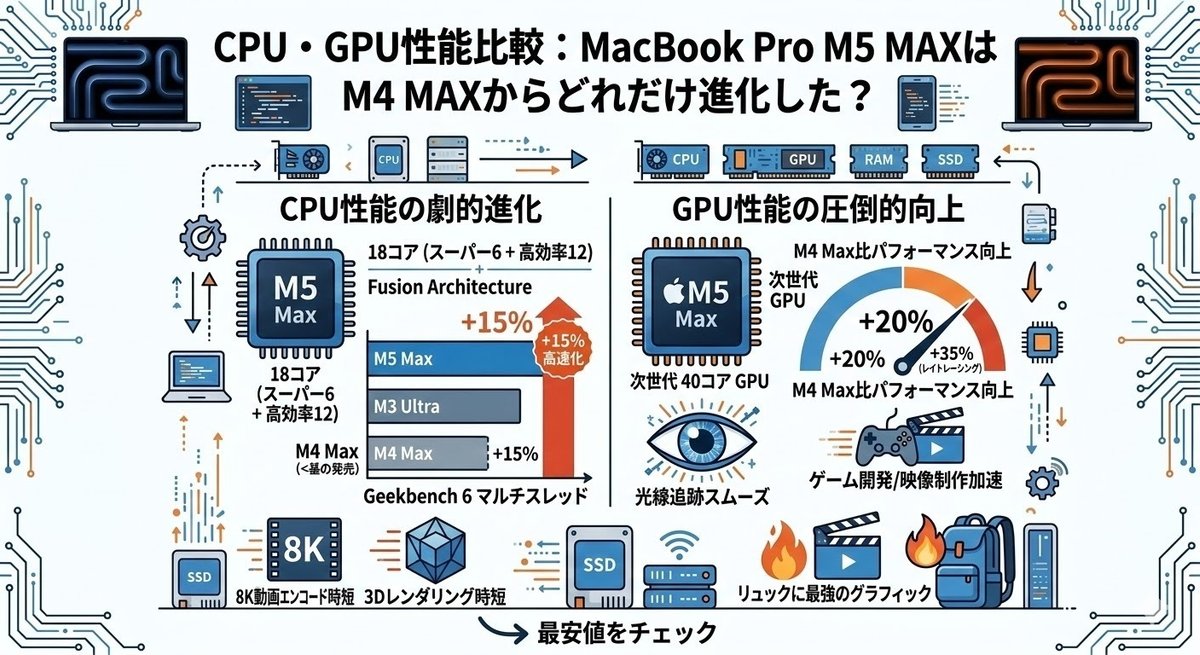 MacBook Pro M5 MAXは待つべき？M4 MAXとスペック比較して分かった違いを徹底解説！｜ガジェマニアックス