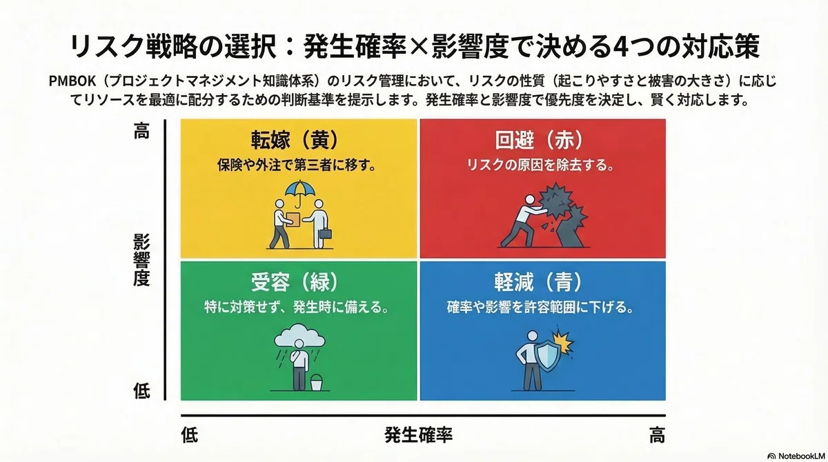 リスク対策4つの戦略|炎上を防ぐ回避・軽減・転嫁・受容の選び方と判断フロー|五十嵐 学