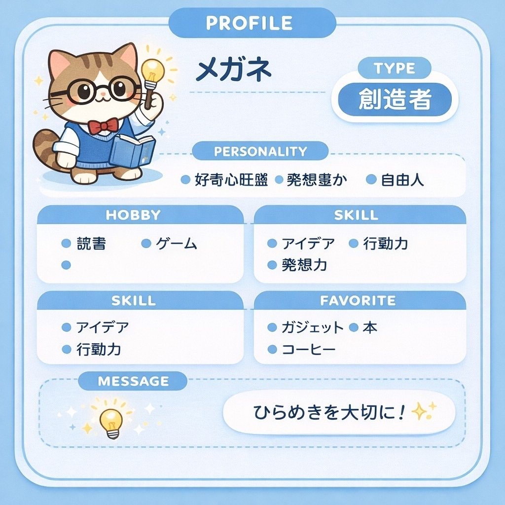 Ai (プロフィール確認してください) AIで「性格診断プロフィールカード」を作るプロンプト｜つくね@AIを