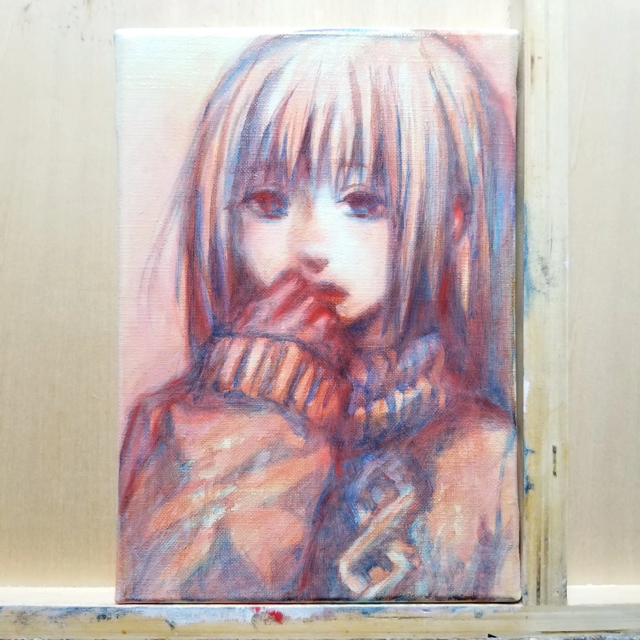 油絵制作記録 14｜少女.k｜8層のグレーズ：現代的絵画｜たかしろゆの
