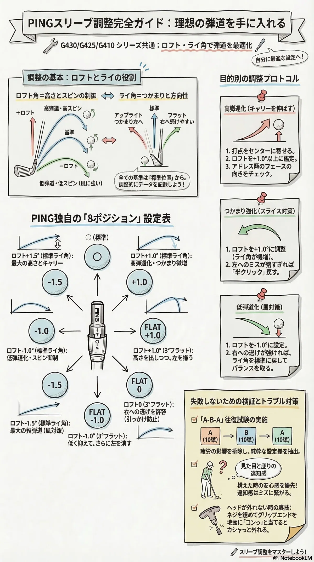 調整中×3 ピンスリーブ調整の完全ガイド！ライ角とロフトで弾道を最適化する方法