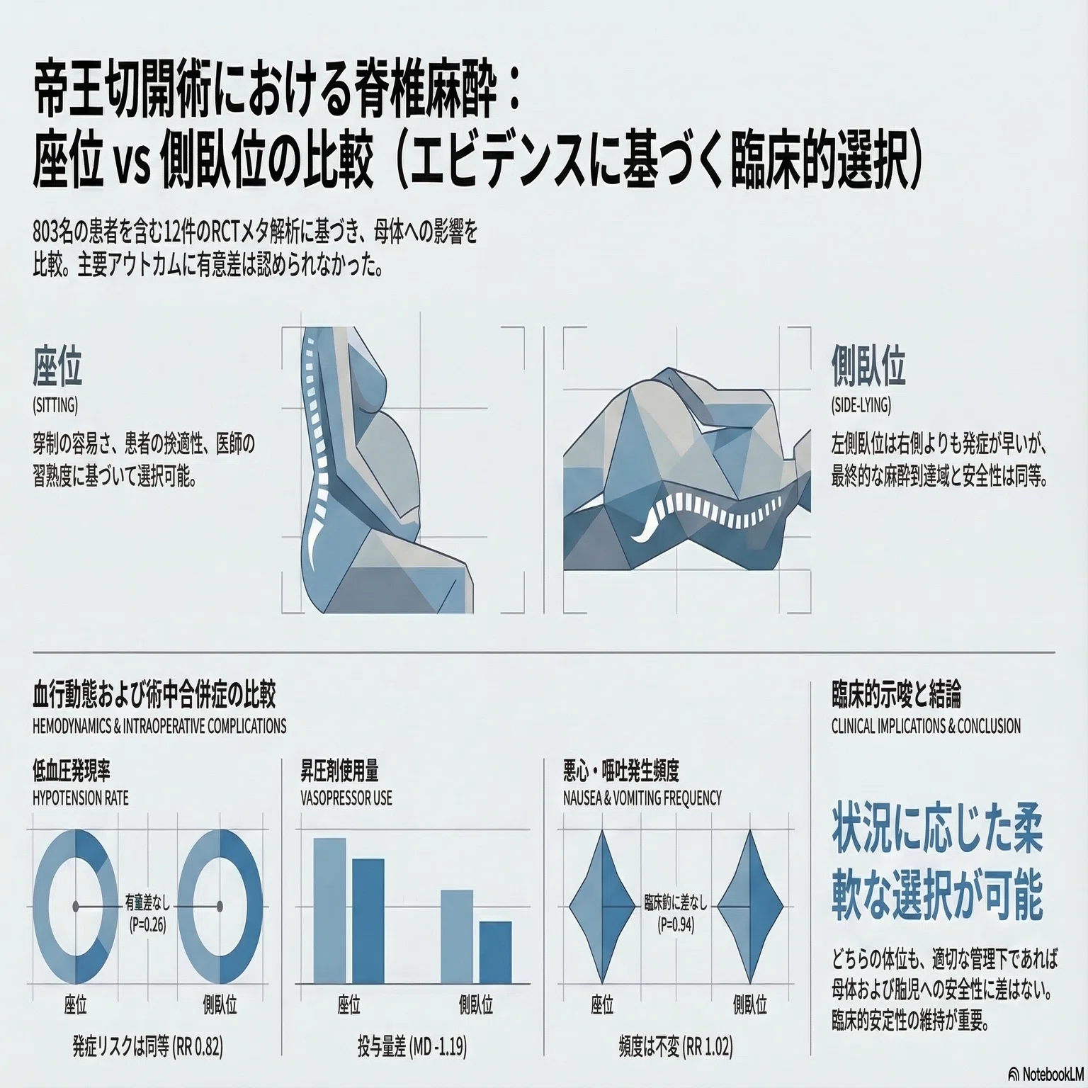 帝王切開の脊髄くも膜下麻酔 座位vs左側臥位vs右側臥位 どれが良いのか