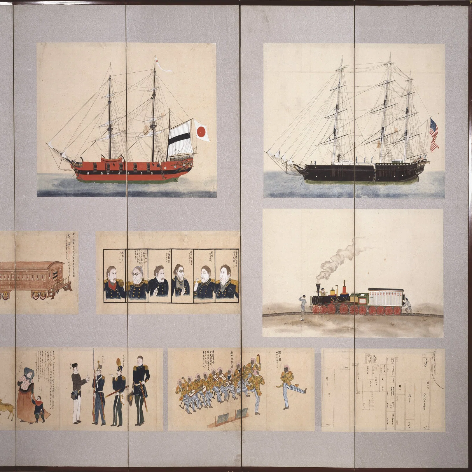 黒船来航の衝撃を描く「ペリー渡来絵図貼交屛風」――江戸の人々は何を見