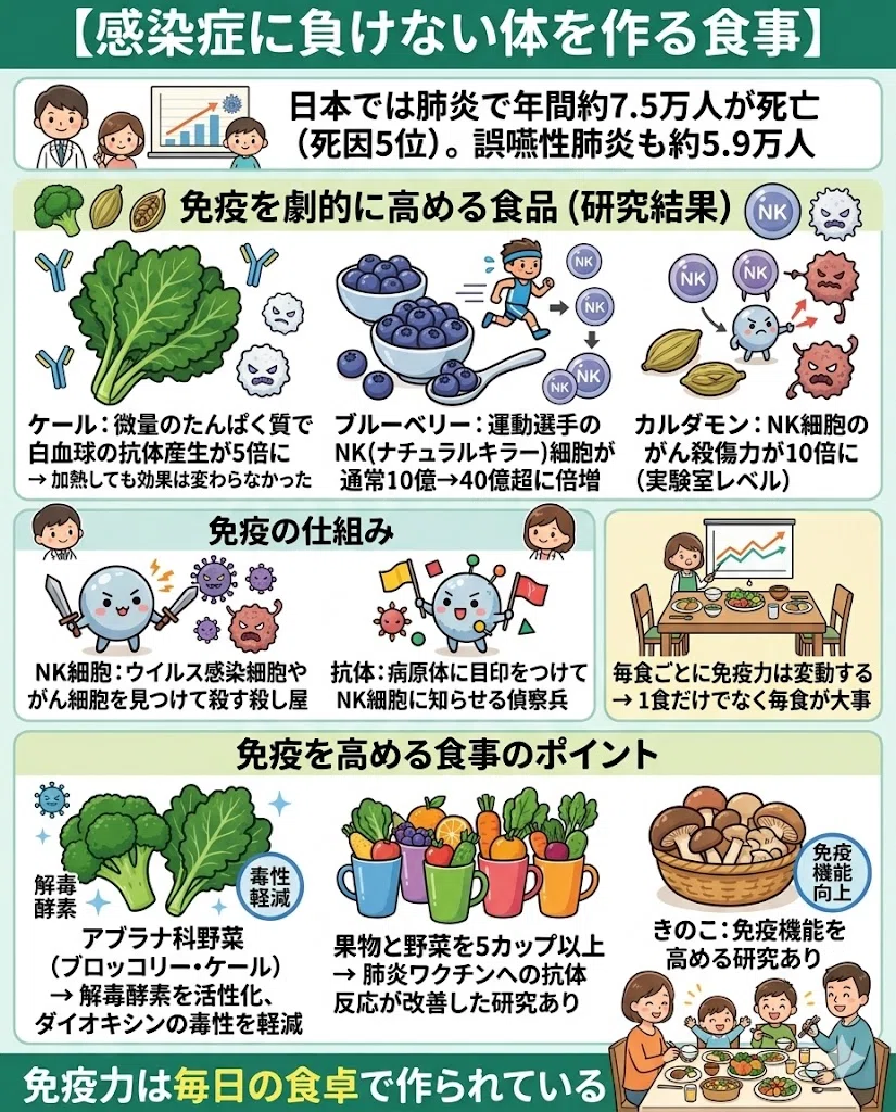 感染症 免疫力 NK細胞 ケール ブルーベリー カルダモン 抗体 食事

