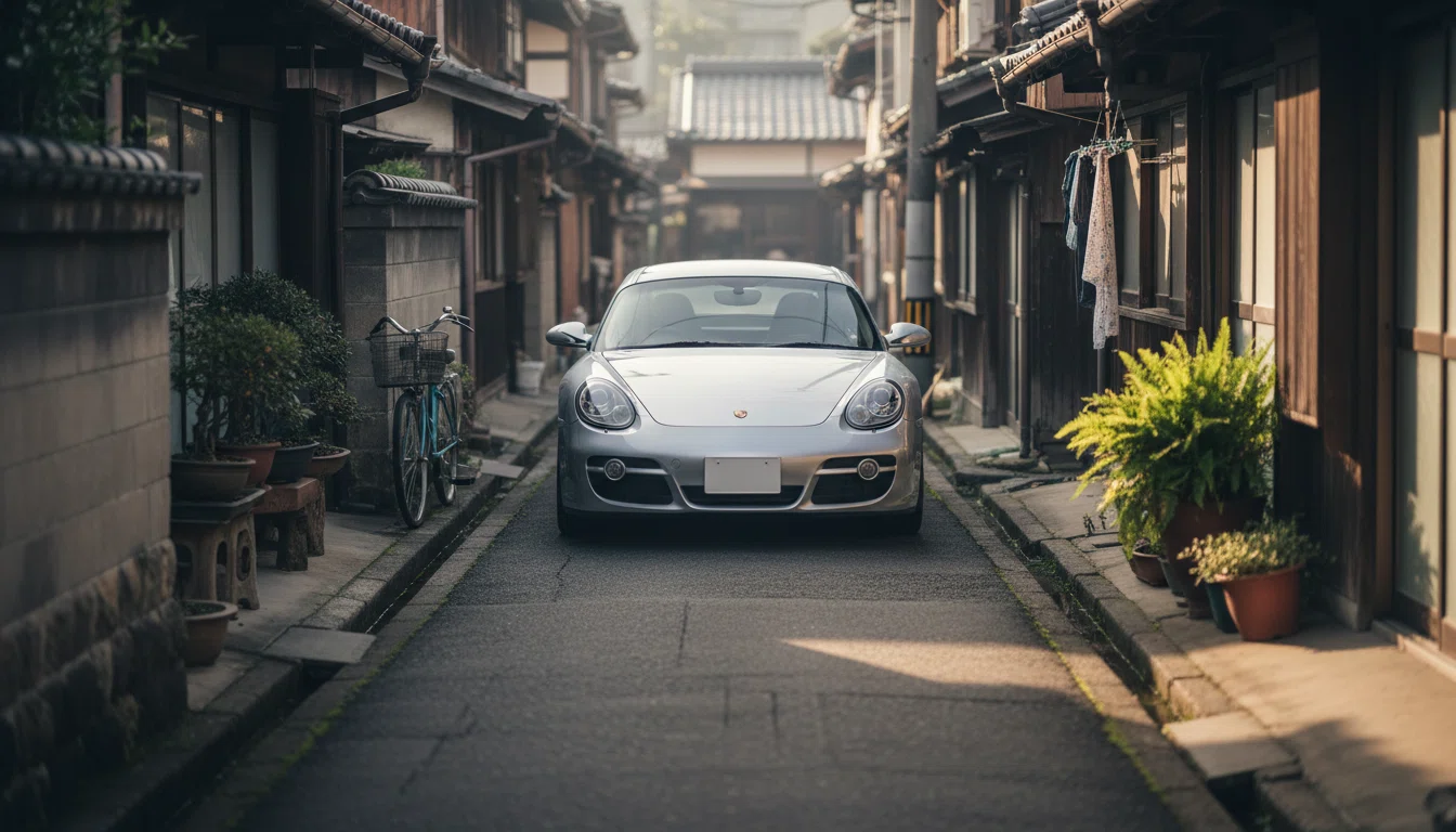 ポルシェ ケイマン 狭い道 取り回し