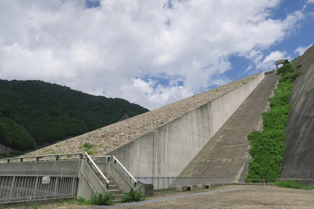 奈良俣ダム 堤体斜面 下流側直下