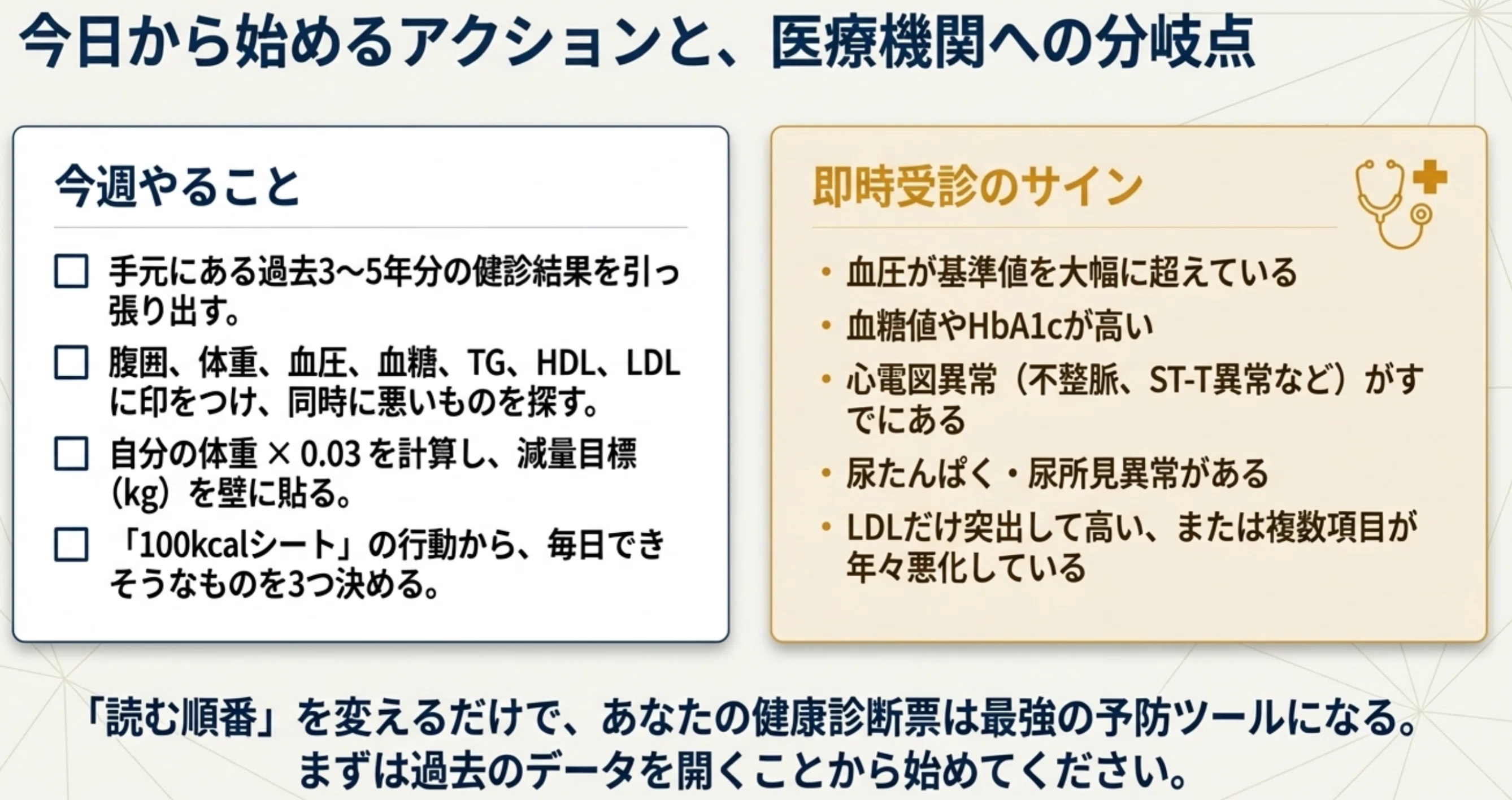 NHK「トリセツショー」が示した“健康診断オールAへの近道”は、結局なに 