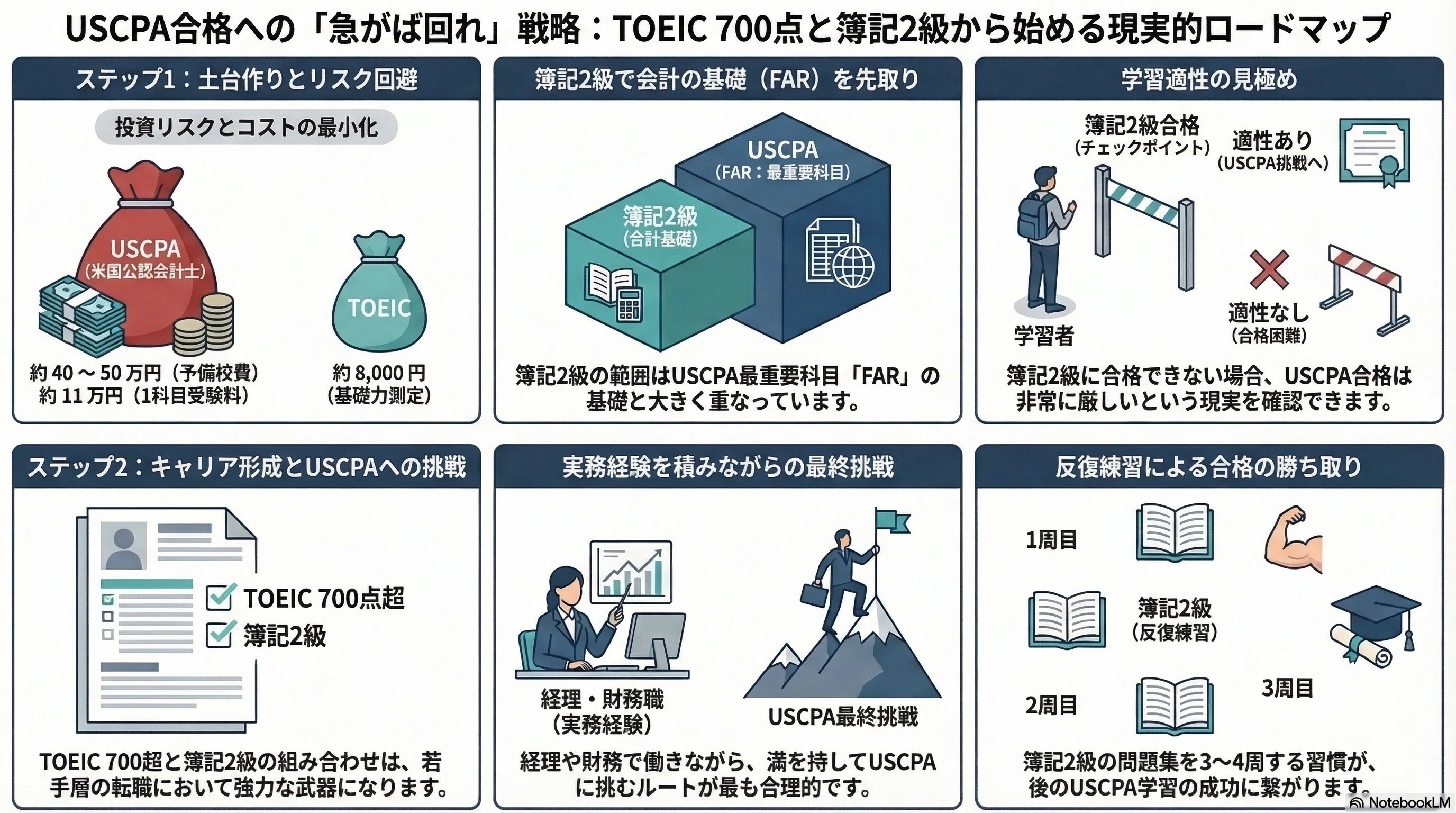 USCPAにいきなり挑戦する前に｜まずはTOEIC700と簿記2級という選択｜Mr