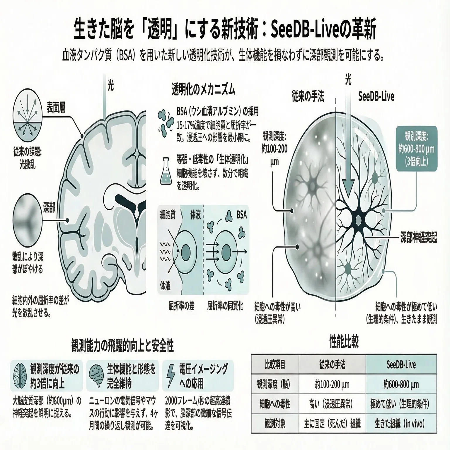 生きた脳を「透明」にして中を覗く──血液タンパク質が開いた神経科学