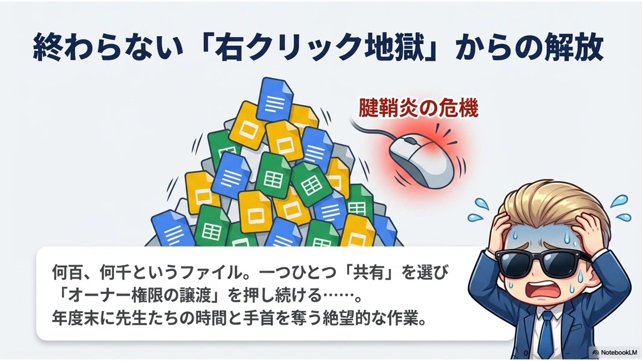 Googleドライブの権限移譲を一括処理！年度末引き継ぎを爆速化させる