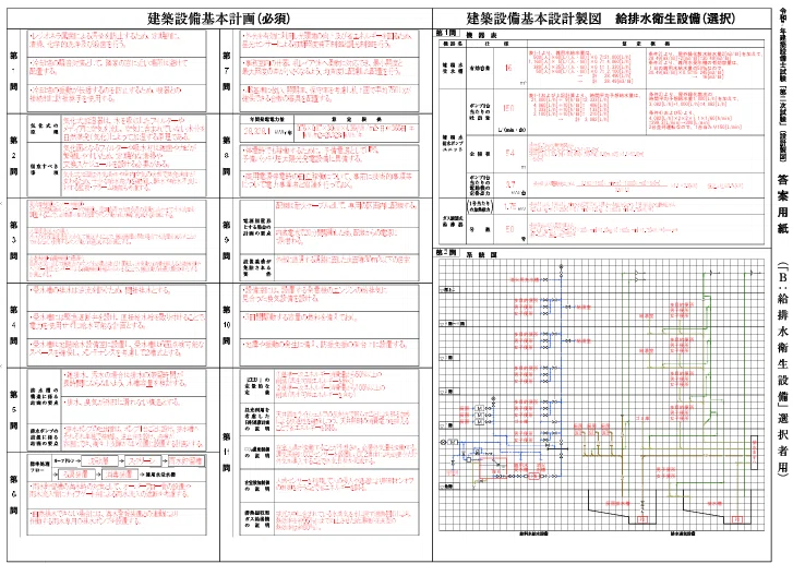 令和7年 建築設備士 2次試験 衛生 参考解答例｜建築設備士合格研究所