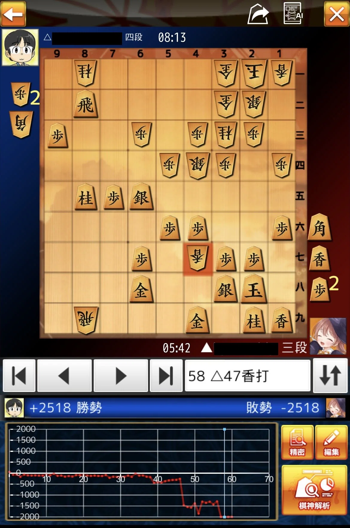 将棋】中飛車左銀冠ミレニアム四枚穴熊&終盤力強化月間｜川向薫