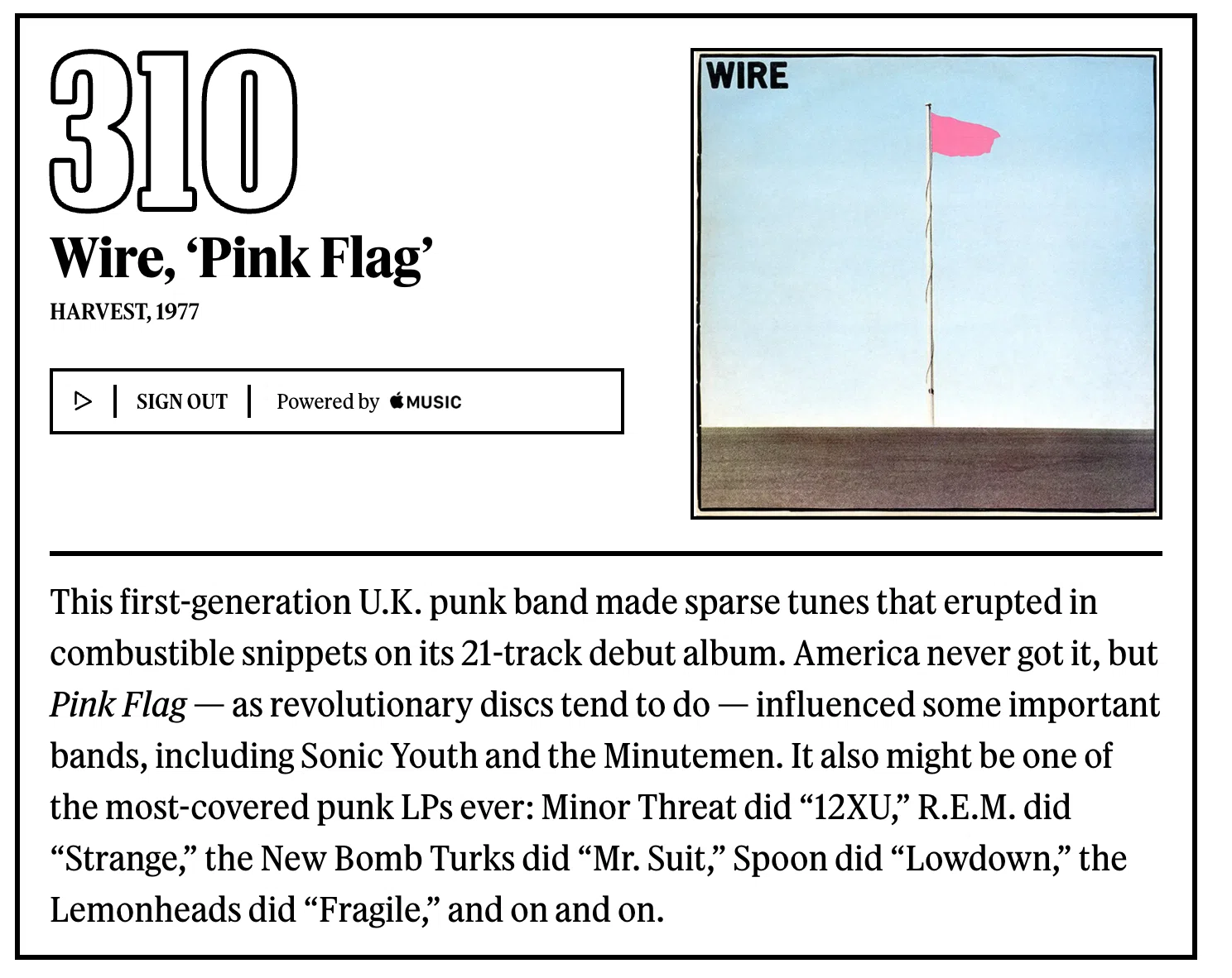 310位：ワイヤー 『Pink Flag』｜「歴代最高のアルバム500選」を聴く
