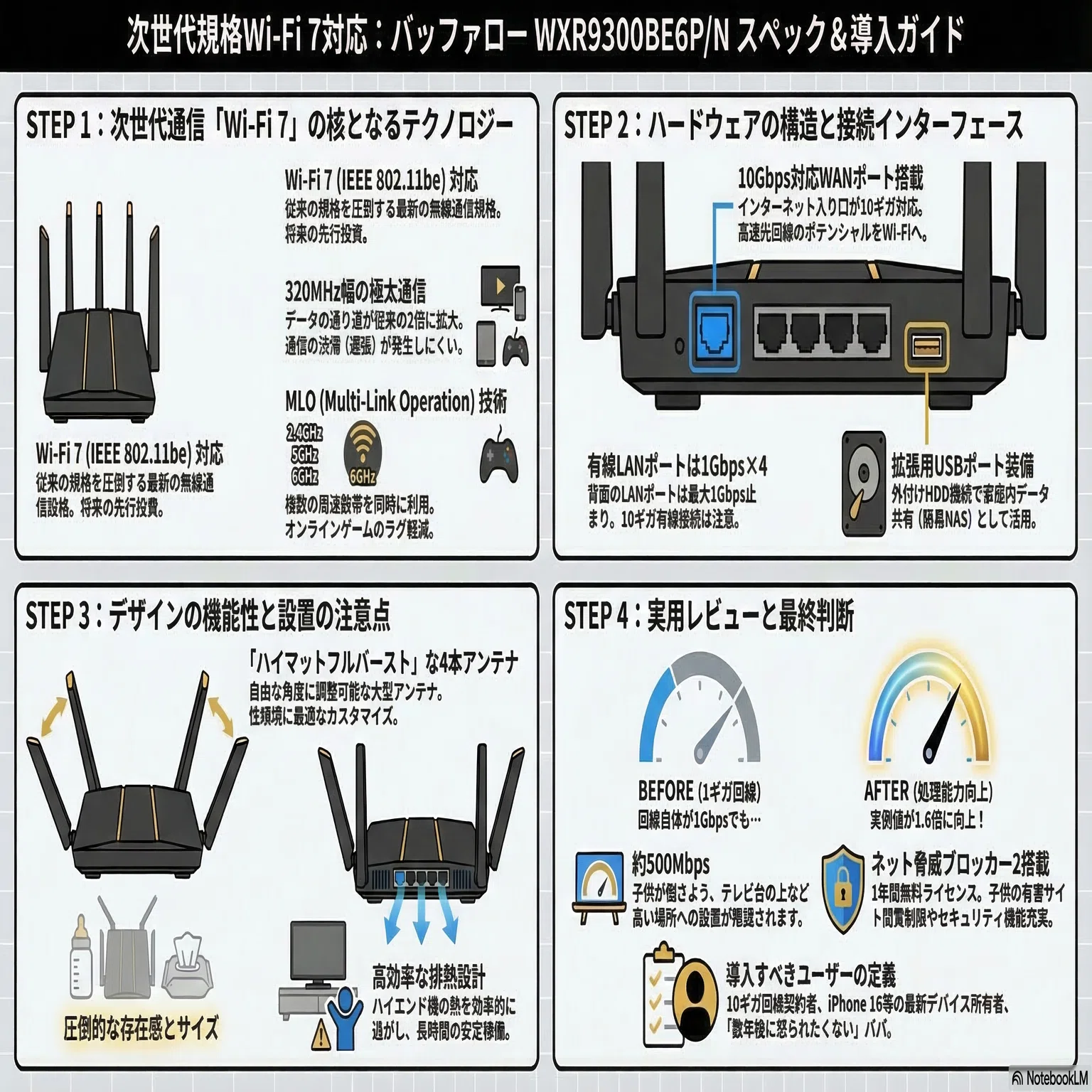 レビュー】バッファロー WXR9300BE6P/Nは宝の持ち腐れ？1ギガ回線の