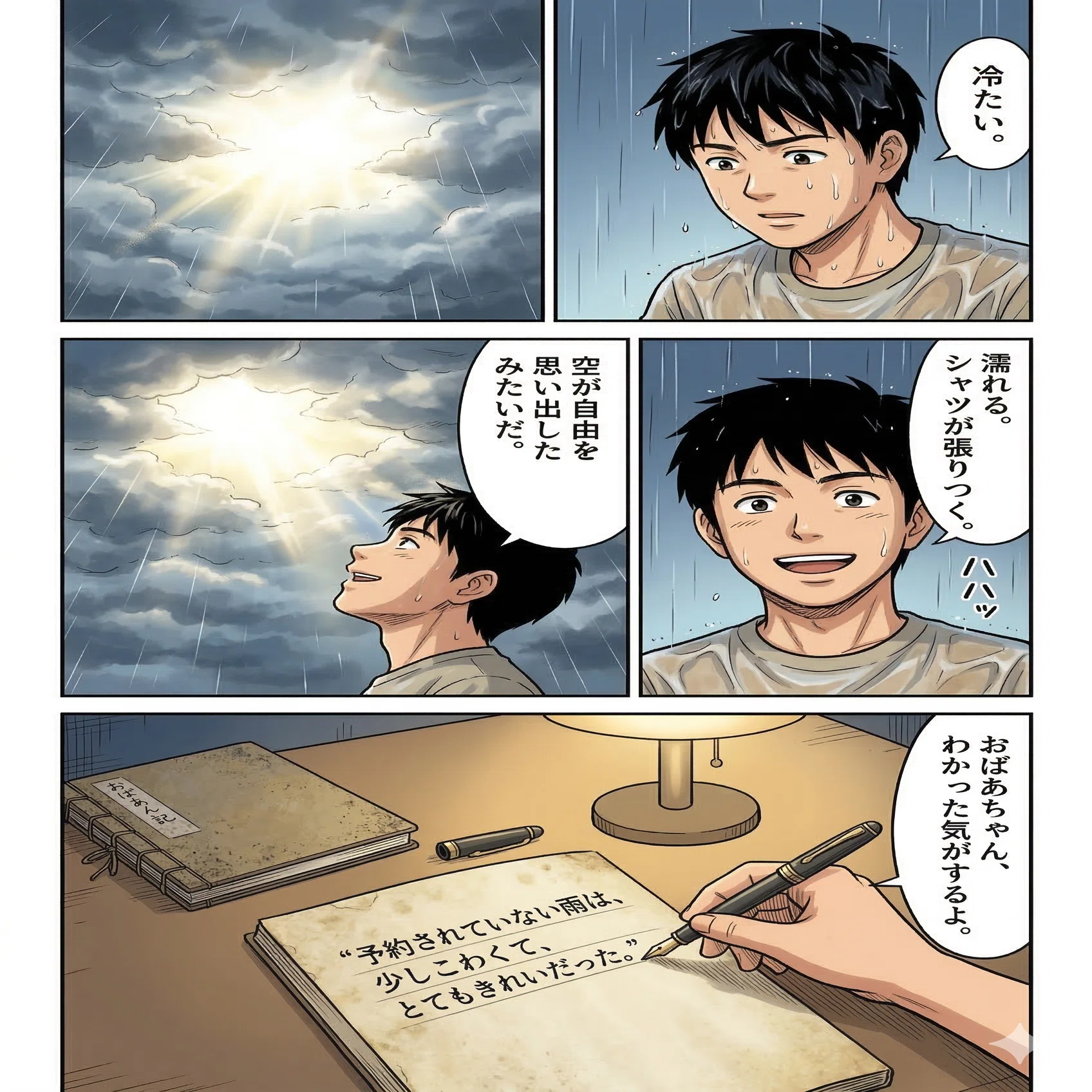 ChatGPTで超短編小説を書き、Geminiで5ページ漫画にしてみました。近