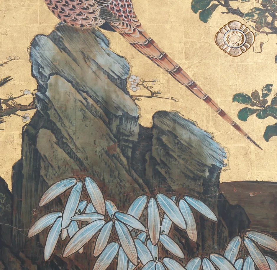 妙心寺展」出品作④ 狩野山楽・山雪《梅花遊禽図襖》江戸時代 17世紀