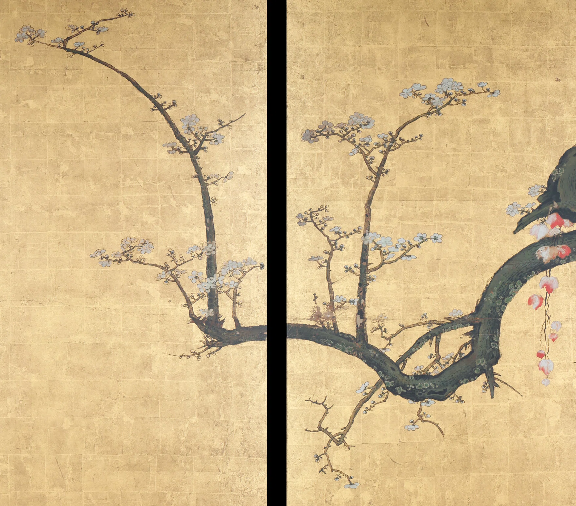 妙心寺展」出品作④ 狩野山楽・山雪《梅花遊禽図襖》江戸時代 17世紀