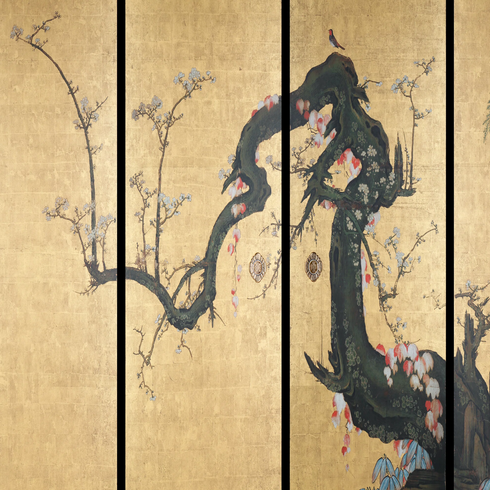 妙心寺展」出品作④ 狩野山楽・山雪《梅花遊禽図襖》江戸時代 17世紀