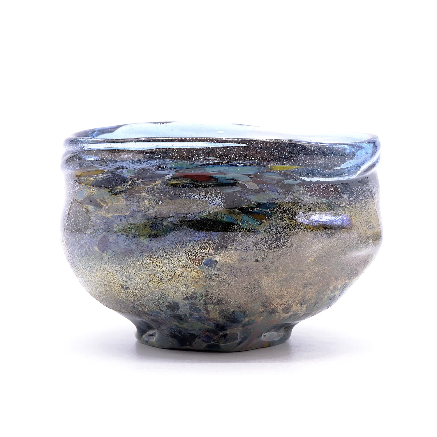 工芸ガラス　奥島圭二作　豹柄白金彩　硝子茶碗　共布共箱　V　A314 ガラス 奥島圭二展『非結晶の夢』 / 作家インタビュー｜白白庵