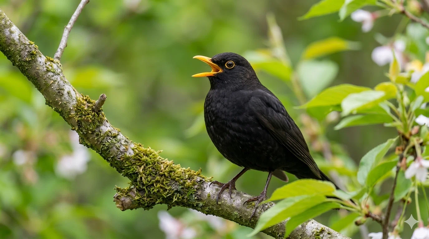 Spring carried by a Blackbird. 'Owning the morning' in the