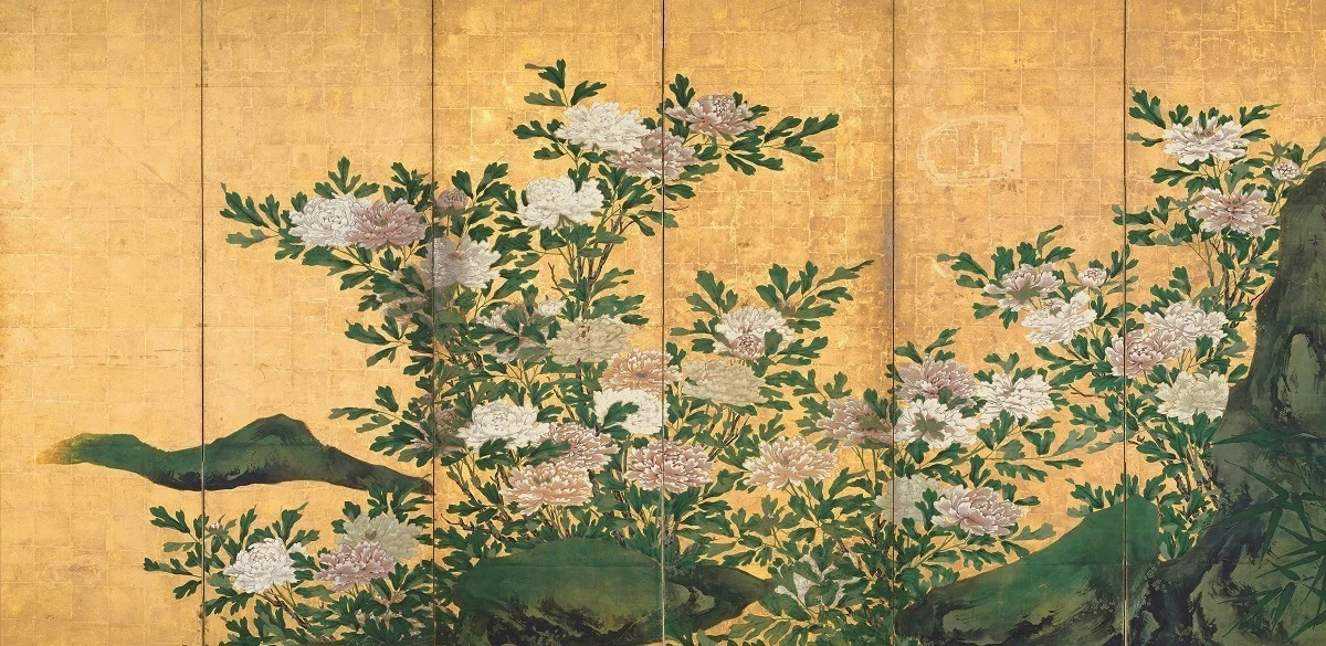 妙心寺展」出品作⑥ 海北友松《花卉図屏風》桃山時代 17世紀 妙心寺