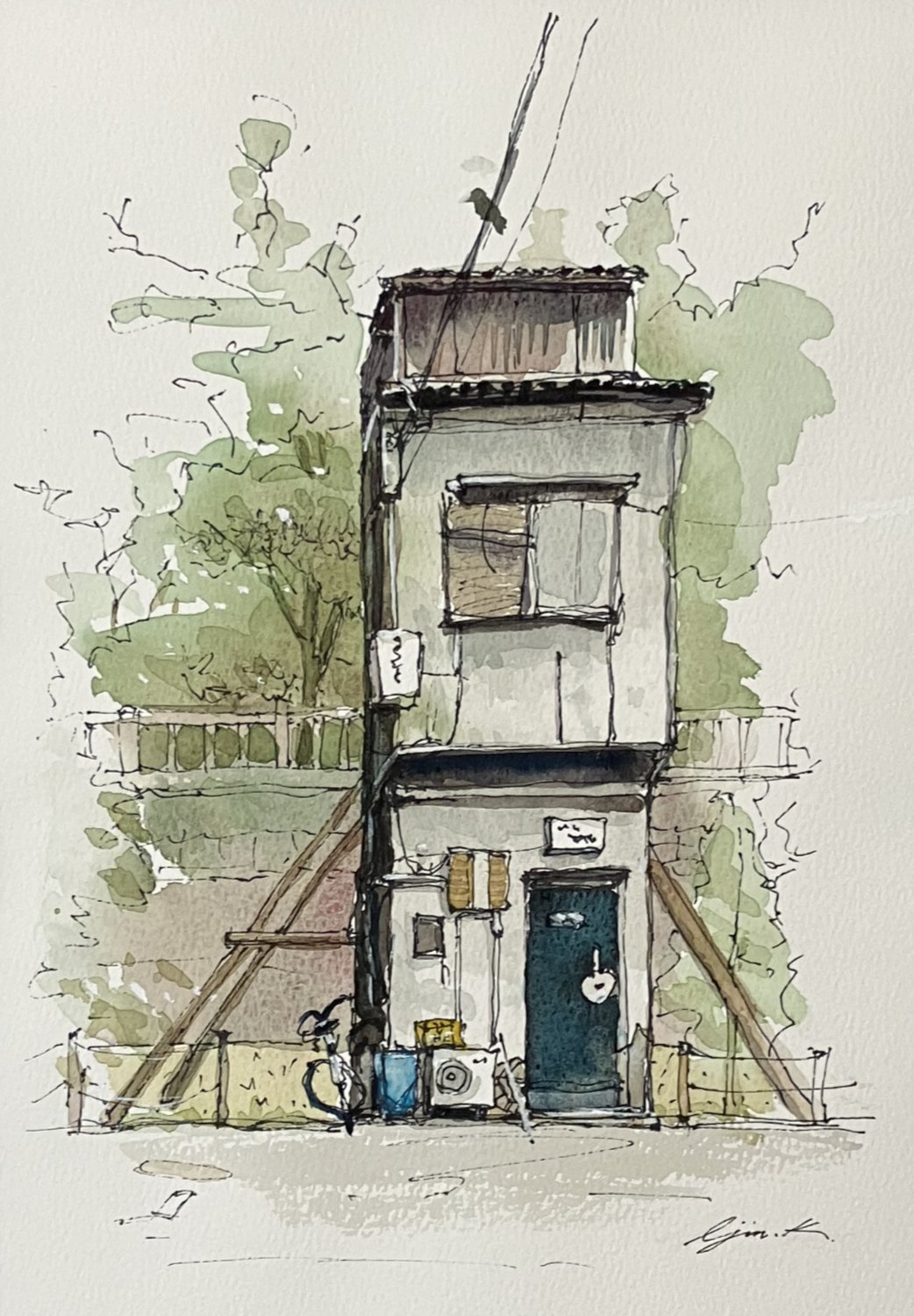 水彩画 水彩画・江ノ電の走る風景の描き方』初心者にも分かりやすく解説