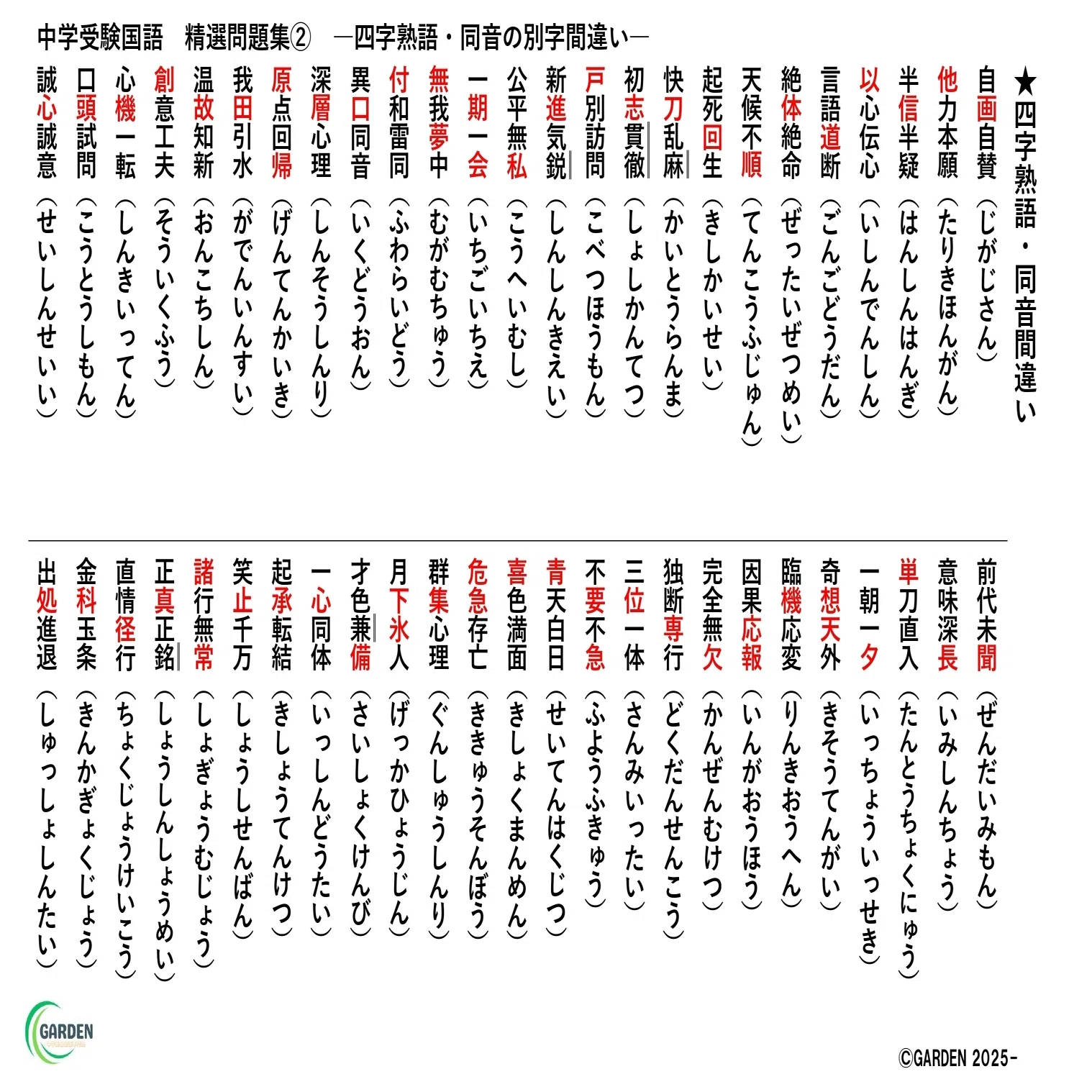 四 字 熟語 受験