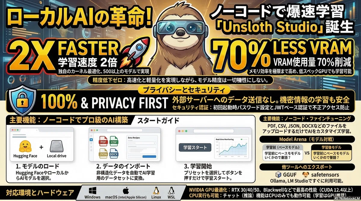 Unsloth Studio ：Ollamaを超えるか？ローカルLLM量子化の最大手が作り出したローカルLLMツールは元のモデルの「2倍速い ...