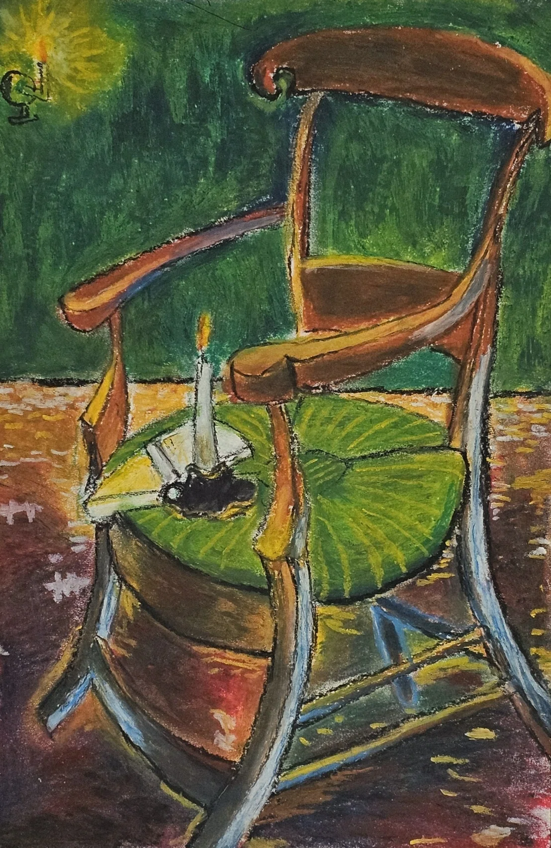 高校生が描いた油絵　(模写) クレヨン画】ゴッホの絵を模写して描いてみた【素人】｜あこると