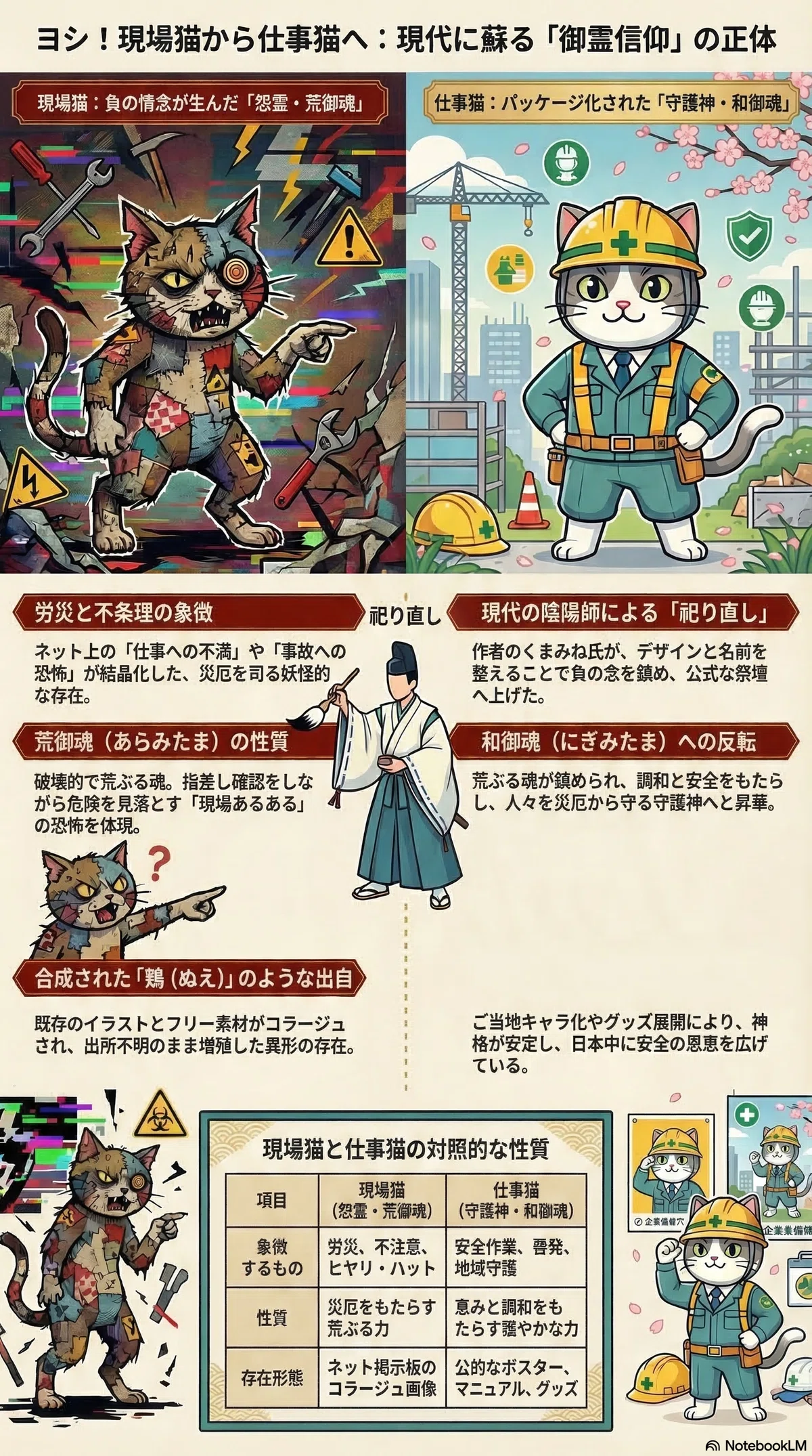 AIサブカル研究所、仕事猫、御霊信仰、コンテンツ御霊祭祀システム図解