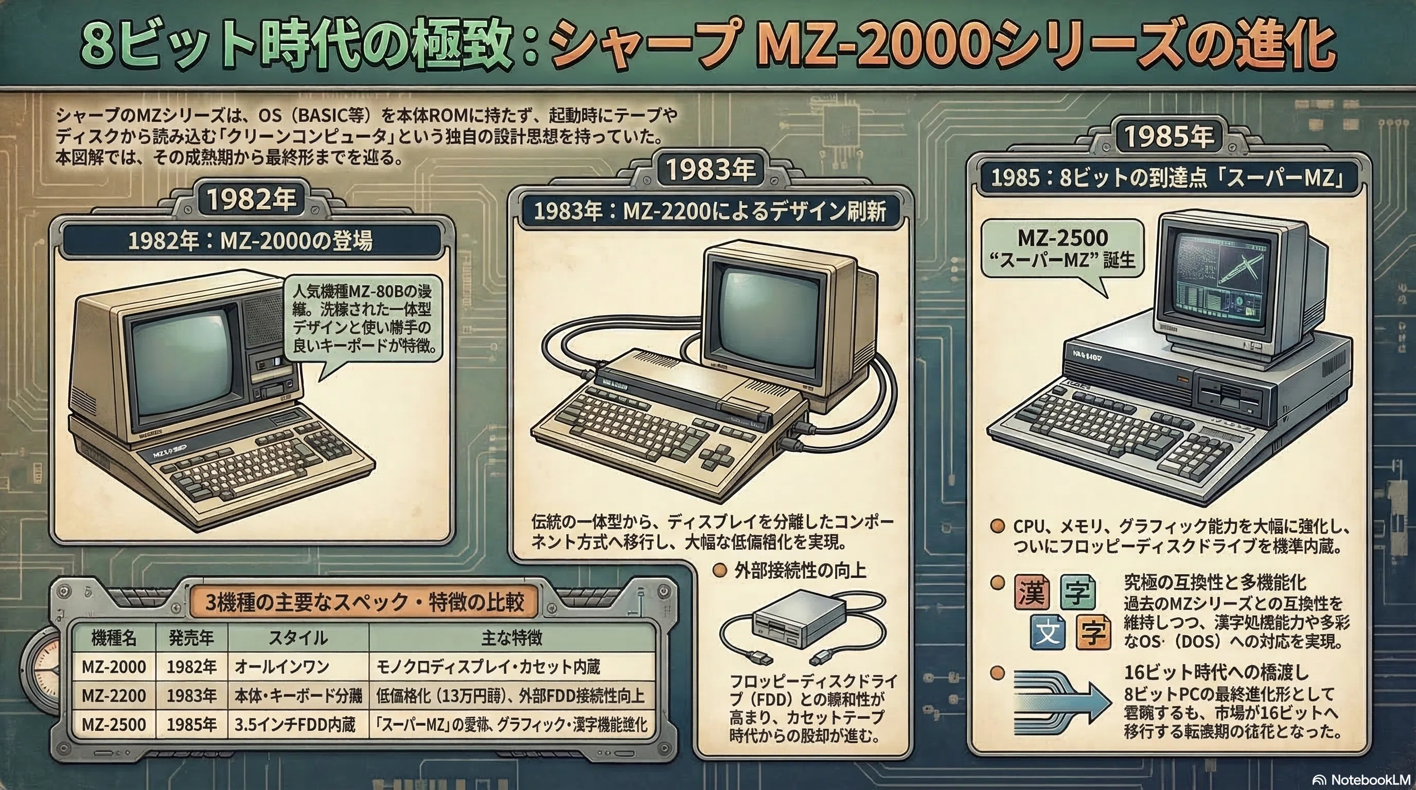 8ビット時代を駆け抜けたクリーンコンピュータ - MZ-2000/2200/2500｜kzn