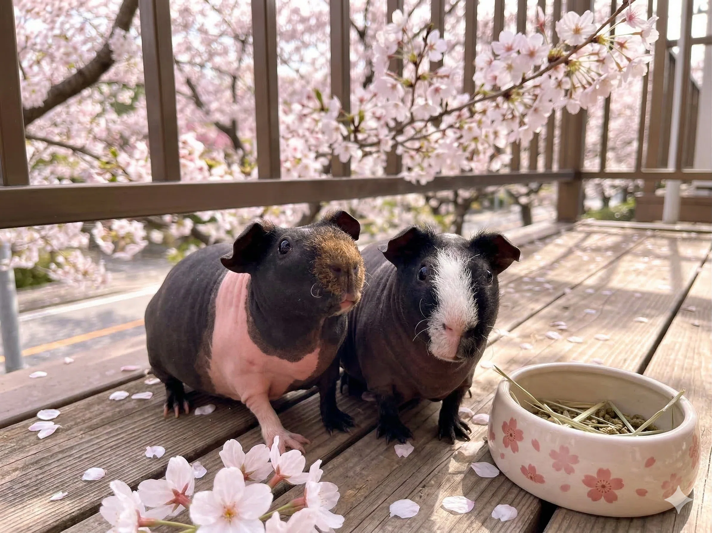 一足早い春の訪れ。我が家のモルモット、桜満開の世界へ！｜marousa