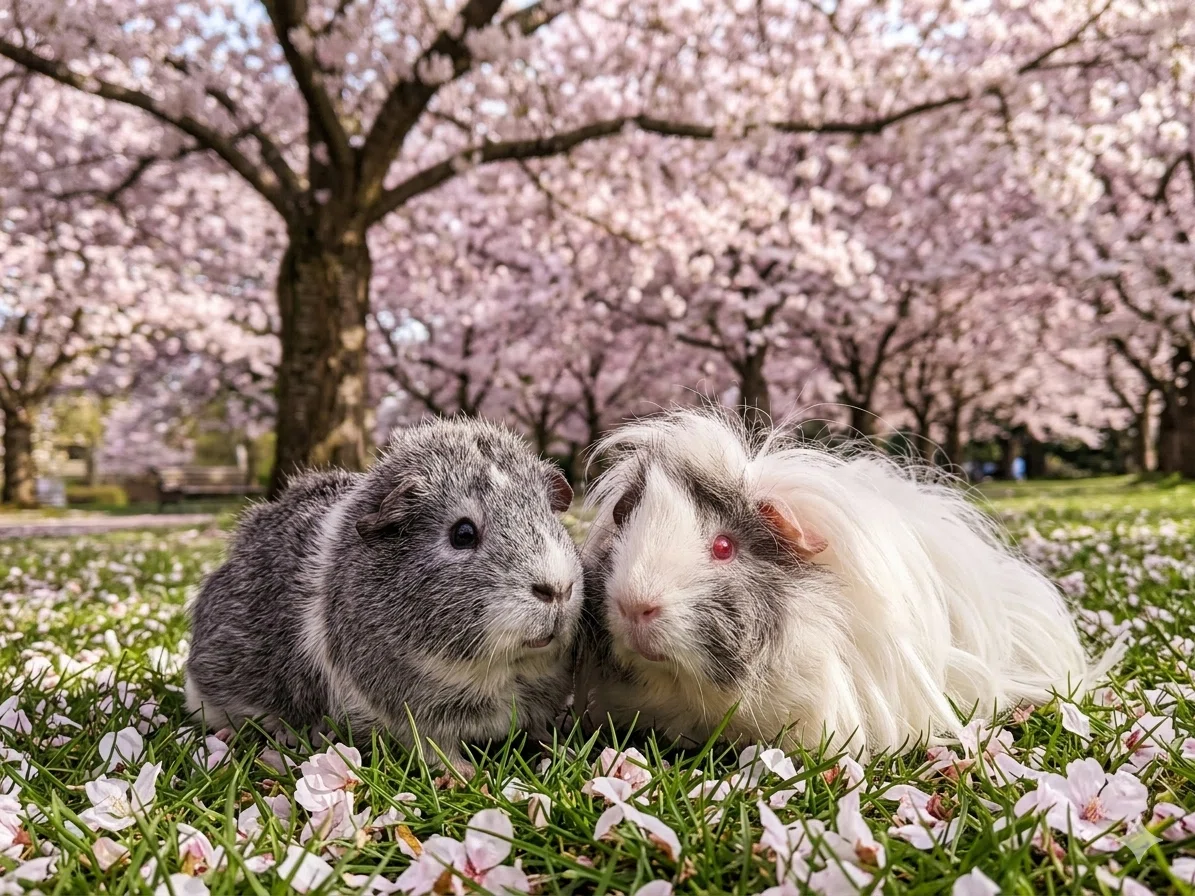 一足早い春の訪れ。我が家のモルモット、桜満開の世界へ！｜marousa