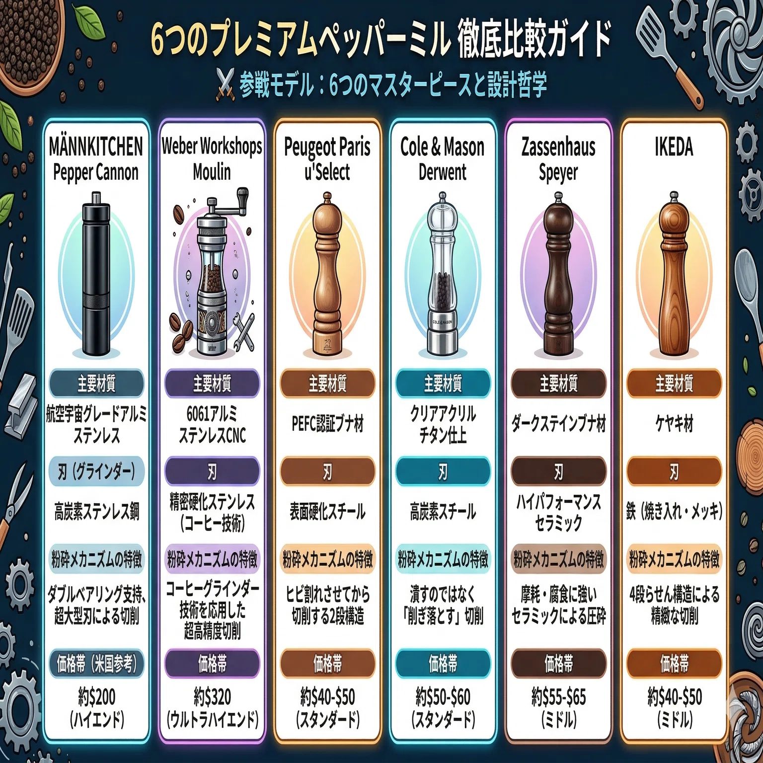 保存版】一生モノのペッパーミル頂上決戦。3万円の「大砲」か