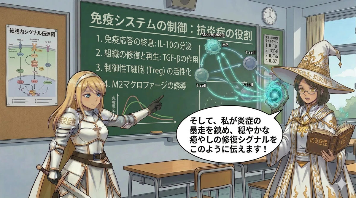 抗炎症性サイトカインを解説している画像